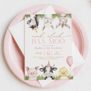 Girl's Farm Birthday Party Invitations