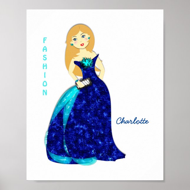 Girls Fashion Fashion Illustration Personalised Poster (Front)