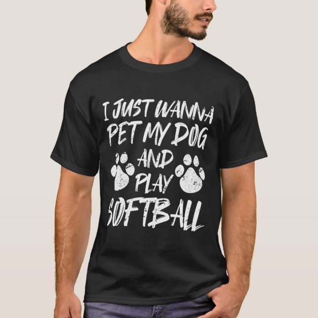 Girls Fastpitch Funny Softball Dog T-Shirt (Front)