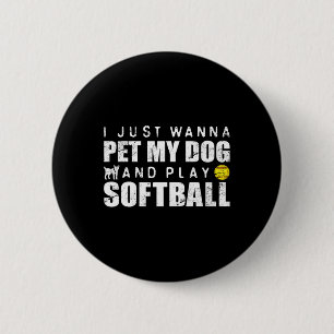 Girls Fastpitch Softll Funny Dog 6 Cm Round Badge