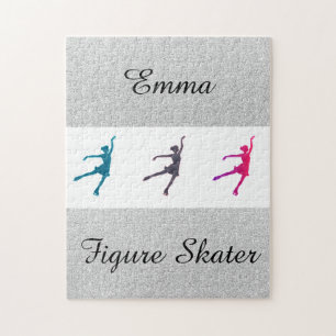 Girls Faux Glitter Ice Skating / Figure Skating Jigsaw Puzzle