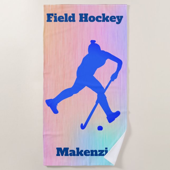Girls Field Hockey Abstract  Beach Towel (Front)