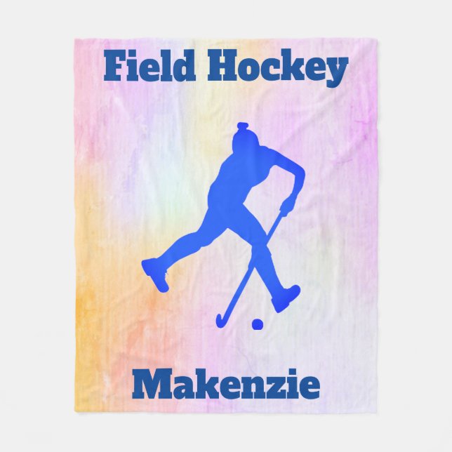 Girls Field Hockey Abstract Fleece Blanket (Front)