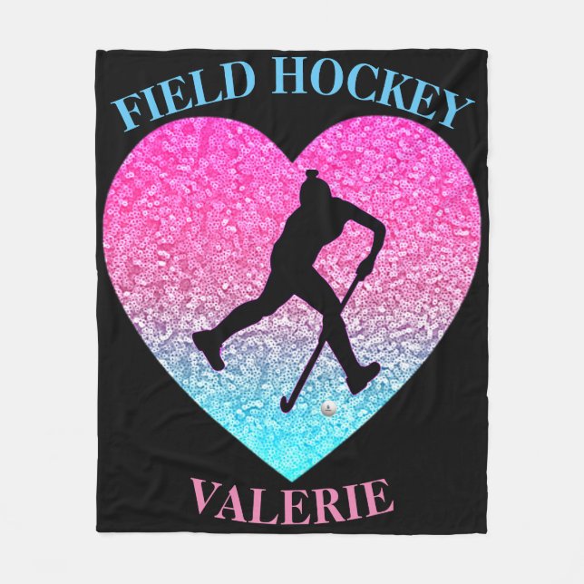 Girls Field Hockey Blanket with Name (Front)