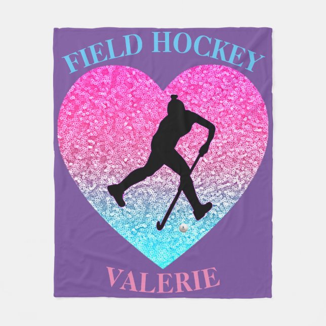 Girls Field Hockey Fleece Blanket (Front)