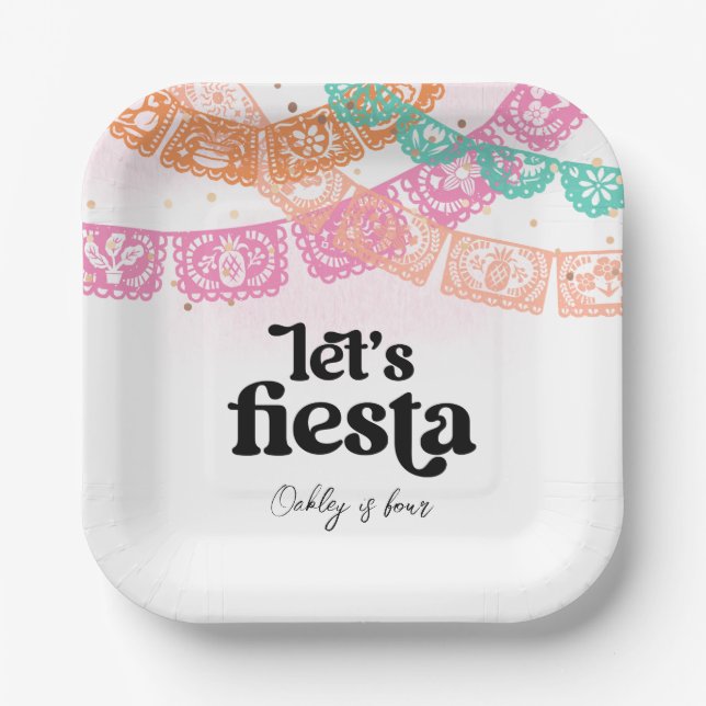 Girl's Fiesta Birthday Party Plates (Front)
