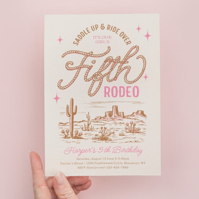 Girl's Fifth Rodeo Birthday Invitation (Creator Uploaded)