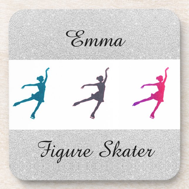 Girls Figure Skater / Ice Skating Personalized Coaster (Front)