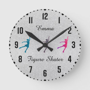 Girls Figure Skater / Ice Skating Round Clock