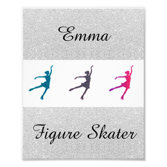 Girl's Figure Skater Personalised Photo Print (Front)
