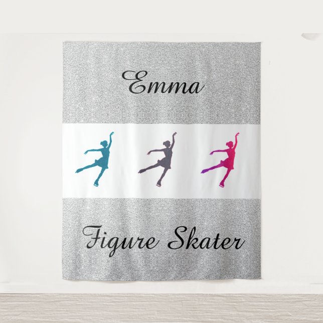Girl's Figure Skater Tapestry Personalised w/ Name (Front)