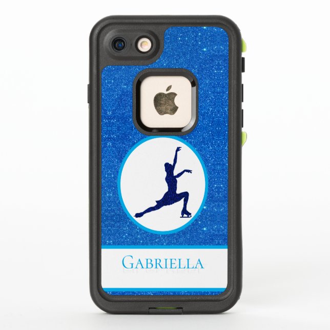 Girls Figure Skating Blue Sparkle LifeProof iPhone Case (Back)