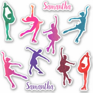 Girls Figure Skating Custom-Cut Vinyl Stickers