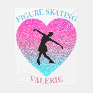 Girls Figure Skating Fleece Blanket w/ Her Name