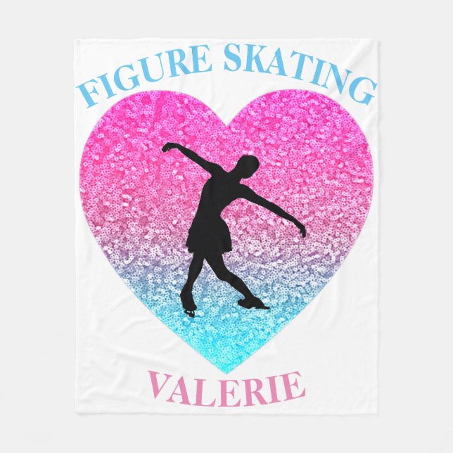 Girls Figure Skating Fleece Blanket w/ Her Name (Front)