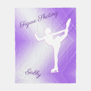 Girls Figure Skating Purple and White Abstract Fleece Blanket