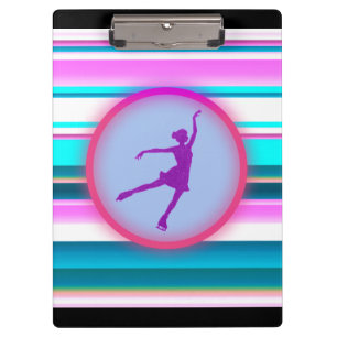 Girls Figure Skating Stripes   Clipboard