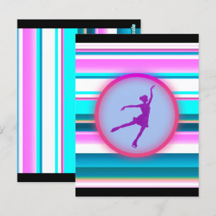 Girls Figure Skating Stripes  Postcard