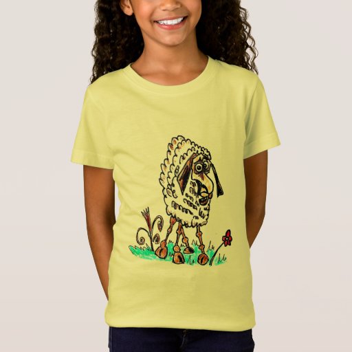 Image of GIRLS' FINE JERSEY T-SHIRT - CARTOON SHEEP