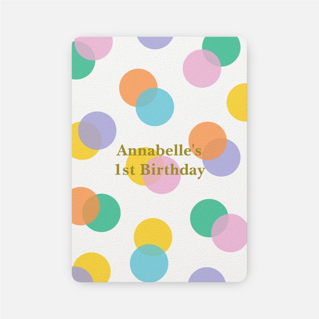 Girl's First Birthday Colourful Polka Dots Invitation (Creator Uploaded)