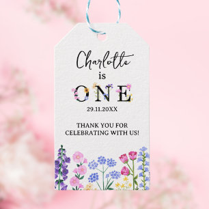 Girl's First Birthday Spring Wildflower Gift Tags