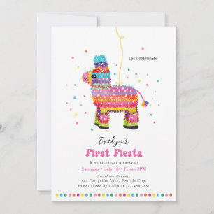 Girl's First Fiesta Birthday Piñata Invitation