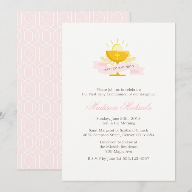 Girls First Holy Communion Invitation (Front/Back)