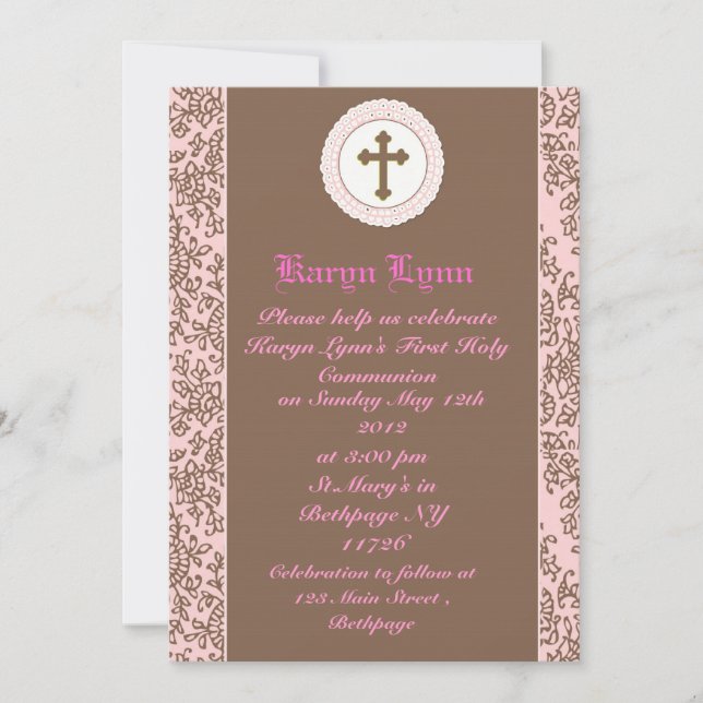 Girls  First Holy Communion Invitations (Front)