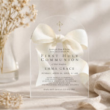 Girl's First Holy Communion Simple Ivory Bow