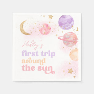 Girl's First Trip Around the Sun Napkins
