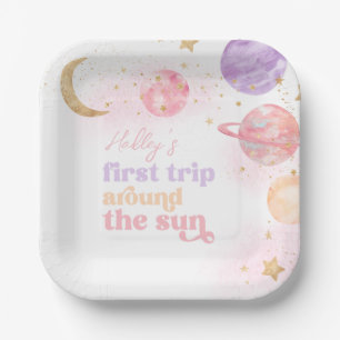 Girl's First Trip Around the Sun Paper Plates