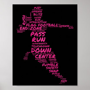 Girls Flag Football Player Word Art Typography  Poster