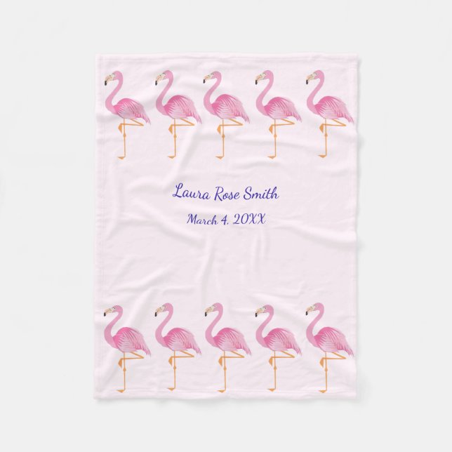 Girls flamingos Fleece Blanket (Front)
