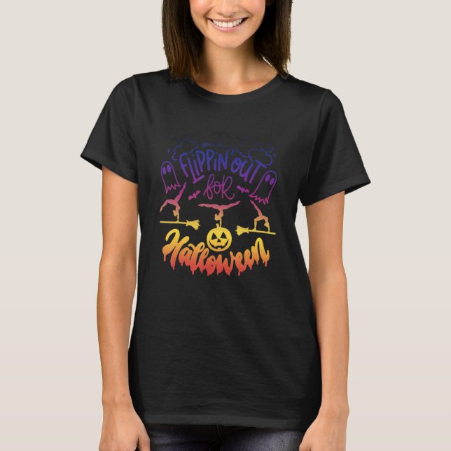 Girls Flipping out For Halloween Gymnastics T-Shirt (Front)