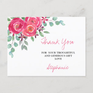 Girl's Floral Baby Shower Thank You Postcard
