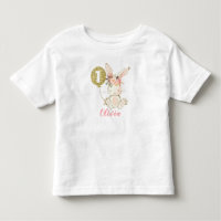 Girls Floral Bunny First Birthday T-Shirt