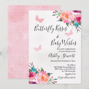 Girls Floral Butterfly Baby Shower Invitation