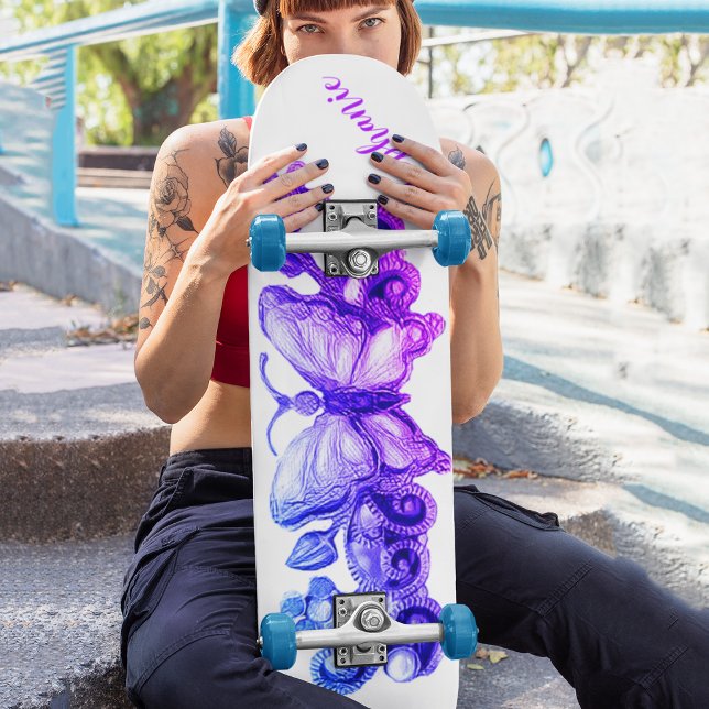 Girls Floral Butterfly Personalized Skateboard (Creator Uploaded)