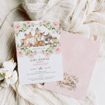 Girls Floral Frame Woodland Baby Shower Invitation<br><div class="desc">Girls Floral Frame Woodland Baby Shower
 
Sweet woodland girl's baby shower invitation featuring five cute woodland animals surrounded by a pink floral frame.  Ideal for someone looking for a cute woodland themed baby girls baby shower invitation.</div>