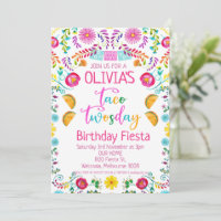 Girls Floral Taco Twosday Mexican 2nd Birthday