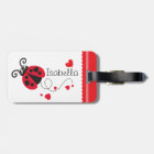Girls flying heart ladybug red named luggage tag