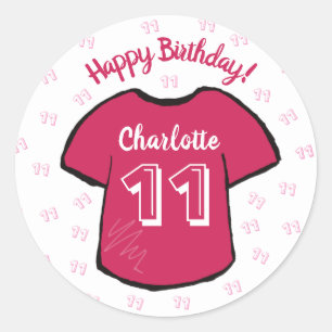Girl's football/ soccer shirt any age birthday classic round sticker