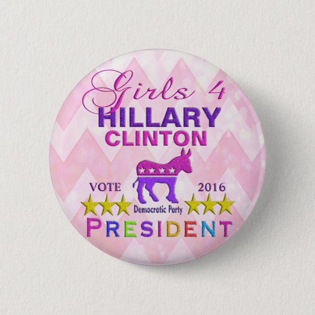 Girls for Hillary Clinton President 6 Cm Round Badge (Front)