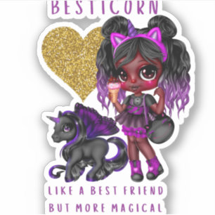 Girls Friend Gift Black Unicorn Besticorn Magical