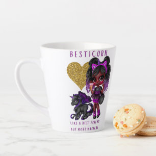 Girls Friend Gift Black Unicorn Besticorn Magical Latte Mug