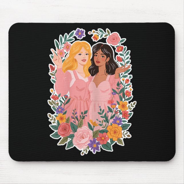 Girls Friendship Bloom Ies Sisterhood Together Lau Mouse Mat (Front)