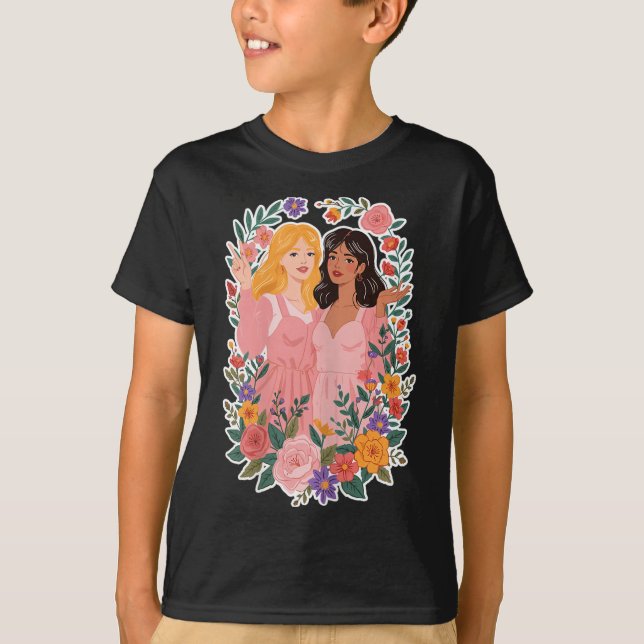 Girls Friendship Bloom Ies Sisterhood Together Lau T-Shirt (Front)
