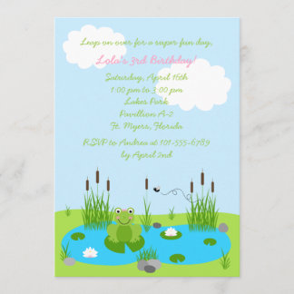 Girls Froggie Pond 5x7 Invitation