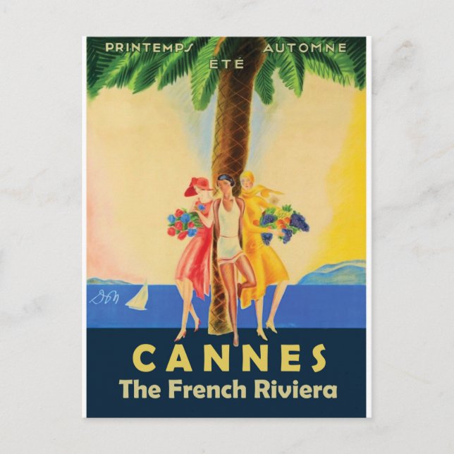 Girls from Cannes under the Palm Tree Postcard (Front)