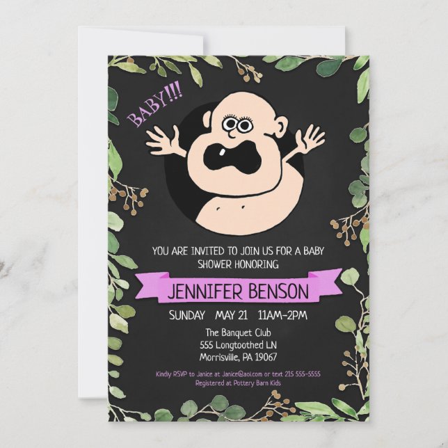 Girls Fun Baby Shower Invitation (Front)